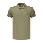 Lotto Verde men's polyester polo shirt in green, featuring a classic collar and short sleeves, suitable for casual wear.