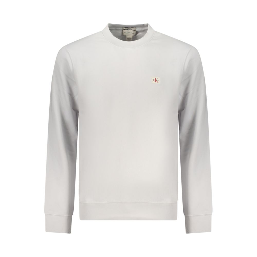 Calvin Klein gray cotton men's sweatshirt with crew neck and long sleeves, casual and comfortable clothing option.