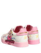 Dolce & Gabbana White Pink Portofino Royal Pig Sneakers Shoes