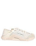 Dolce & Gabbana white lace NS1 low top sneaker with sporty design, featuring intricate lace details and a sleek silhouette.
