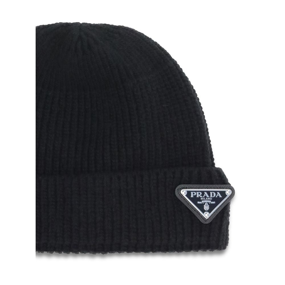 Prada Black Wool Oves Aries Beanie Prada