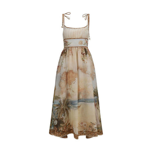 Zimmermann Beige Linen Casual Dress Zimmermann