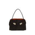Ferragamo Brown Calf Leather Bos Taurus Shoulder Bag Ferragamo
