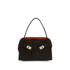 Ferragamo Brown Calf Leather Bos Taurus Shoulder Bag Ferragamo