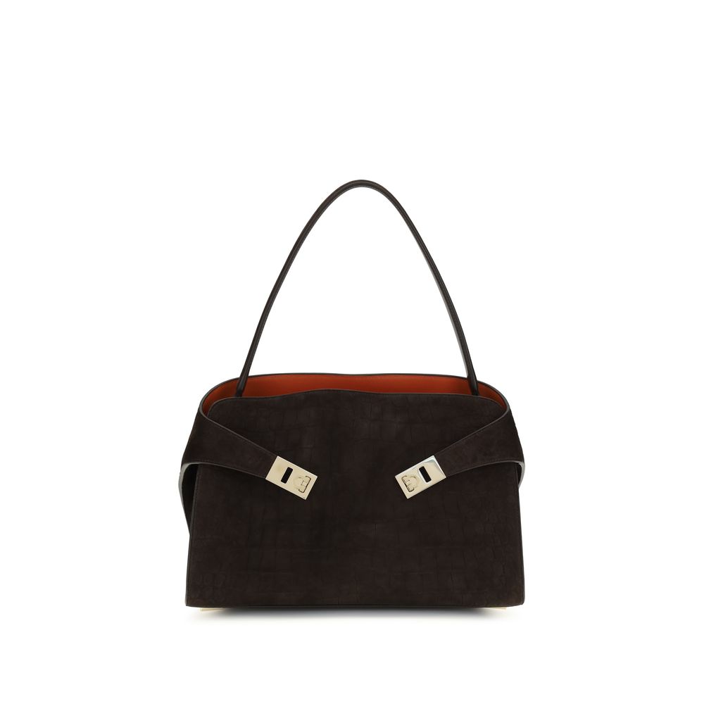 Ferragamo Brown Calf Leather Bos Taurus Shoulder Bag Ferragamo