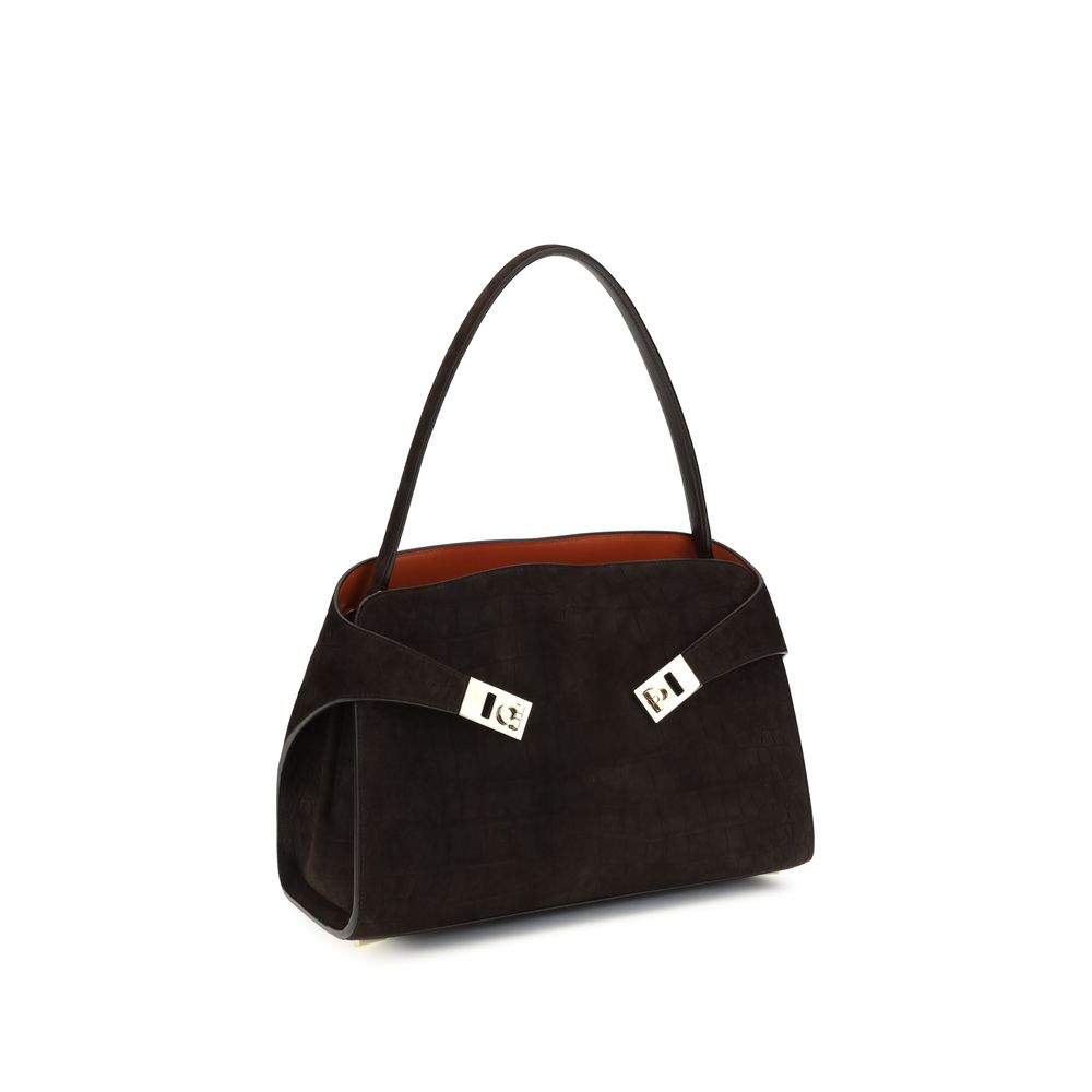 Ferragamo Brown Calf Leather Bos Taurus Shoulder Bag Ferragamo