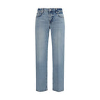 7FOR Blue Cotton Straight-Leg Jeans 7FOR