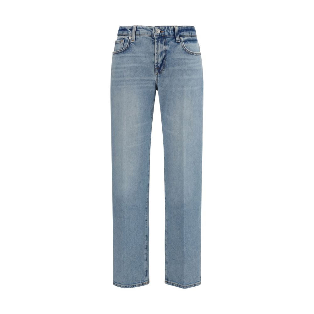 7FOR Blue Cotton Straight-Leg Jeans 7FOR