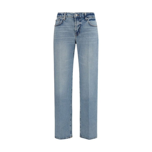 7FOR Blue Cotton Straight-Leg Jeans 7FOR