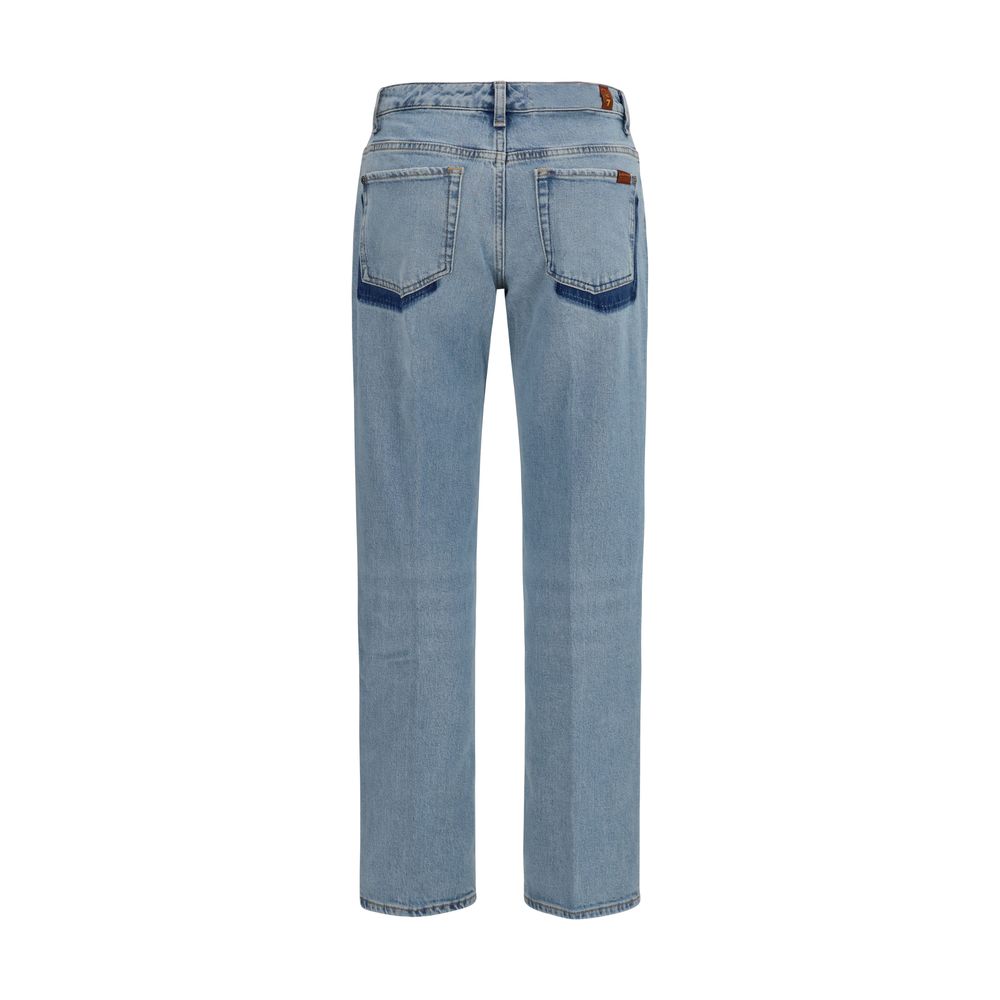 7FOR Blue Cotton Straight-Leg Jeans 7FOR