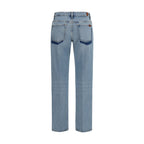 7FOR Blue Cotton Straight-Leg Jeans 7FOR
