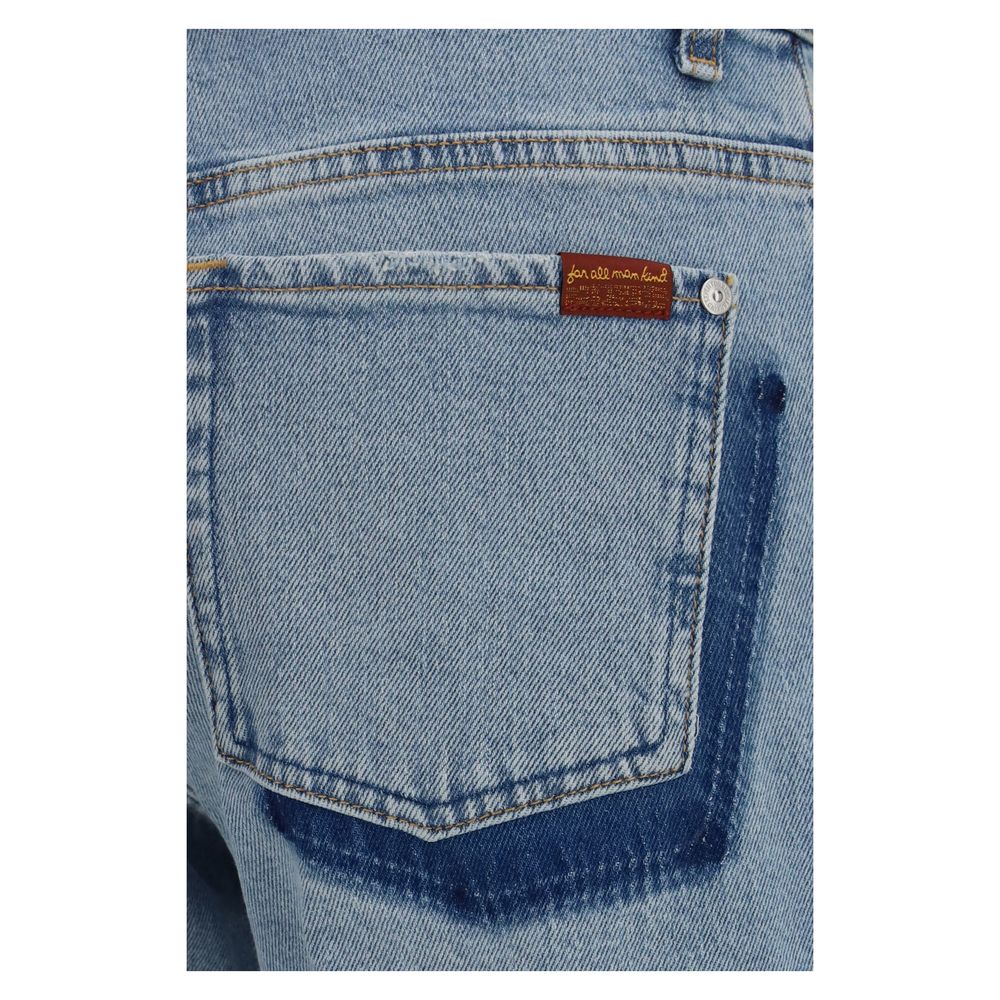 7FOR Blue Cotton Straight-Leg Jeans 7FOR