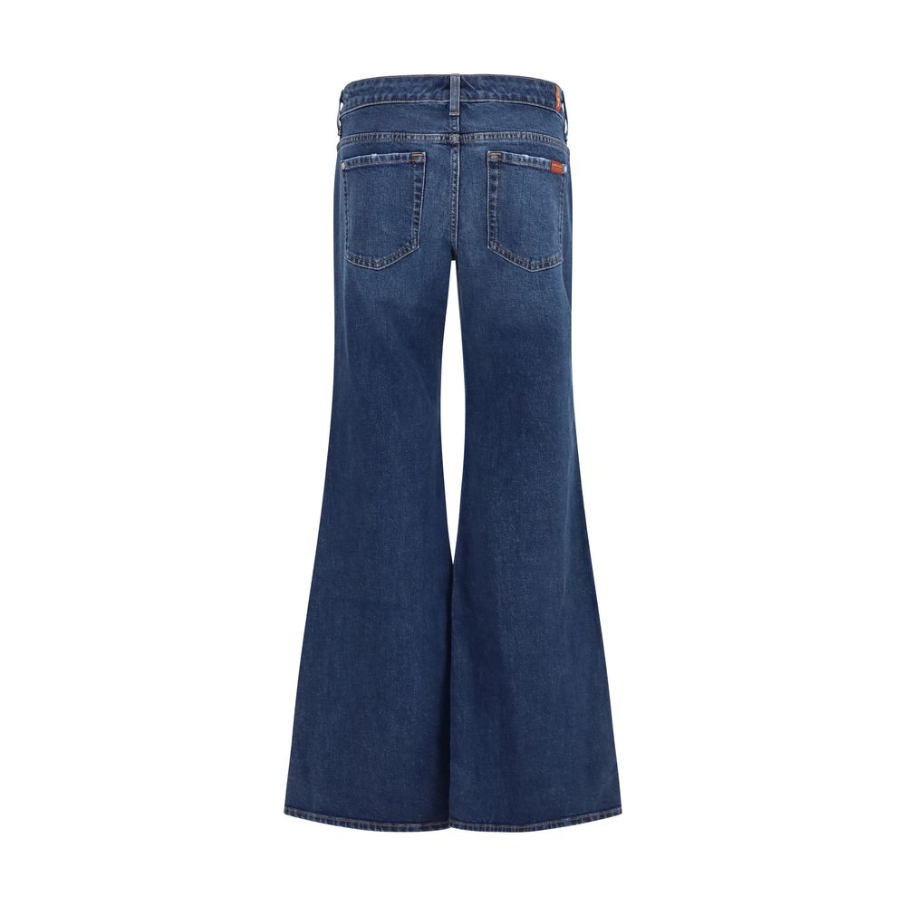 7FOR Blue Cotton Flared Jeans 7FOR