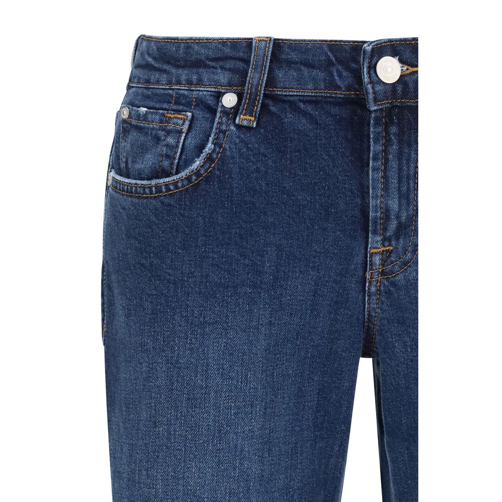 7FOR Blue Cotton Flared Jeans 7FOR