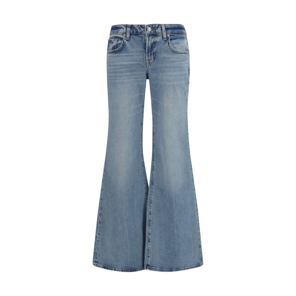 7FOR Blue Cotton Flared Jeans 7FOR