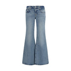 7FOR Blue Cotton Flared Jeans 7FOR