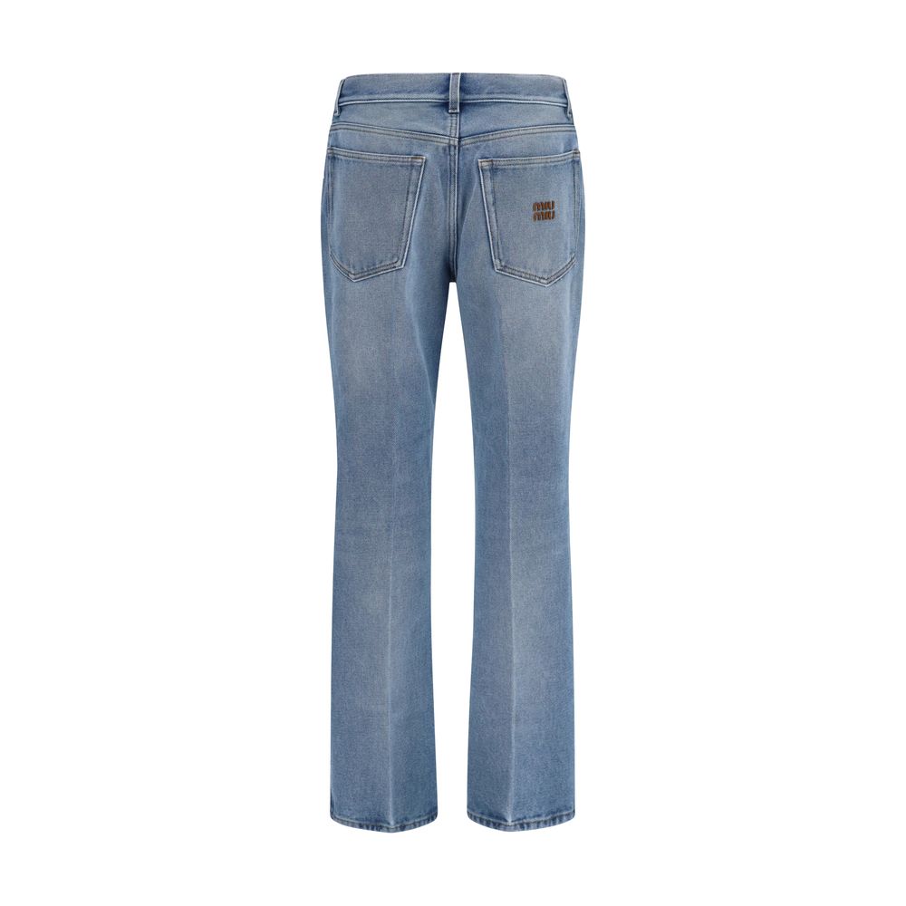 Miu Miu Blue Polyester Relaxed Fit Jeans Miu Miu