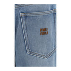 Miu Miu Blue Polyester Relaxed Fit Jeans Miu Miu