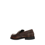 Miu Miu Brown Calf Leather Bos Taurus Slip-On Loafers Miu Miu