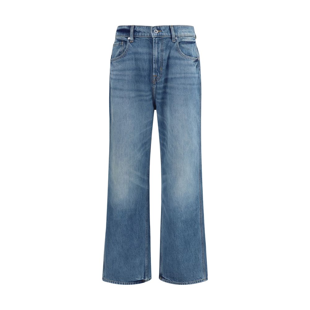 7FOR Blue Cotton Relaxed Fit Jeans 7FOR