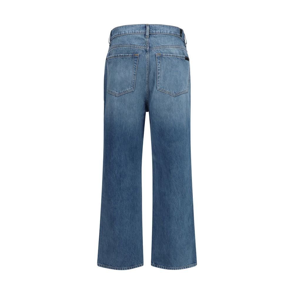 7FOR Blue Cotton Relaxed Fit Jeans 7FOR