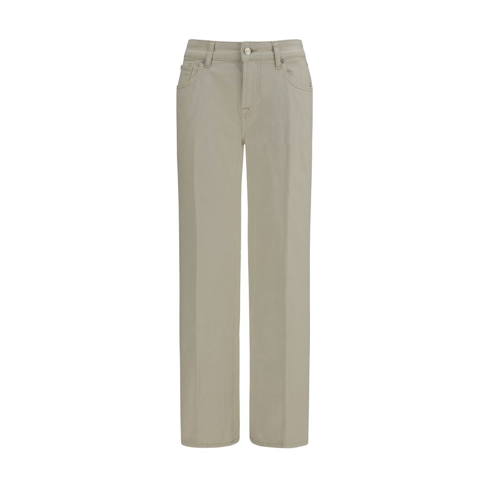 7FOR Beige Cotton Straight-Leg Jeans 7FOR