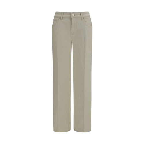 7FOR Beige Cotton Straight-Leg Jeans 7FOR