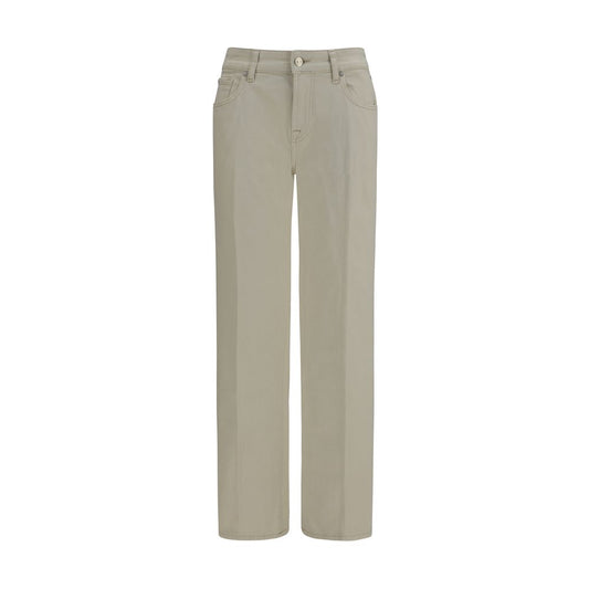 7FOR Beige Cotton Straight-Leg Jeans 7FOR