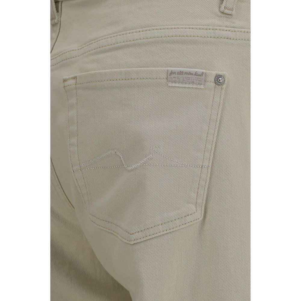 7FOR Beige Cotton Straight-Leg Jeans 7FOR