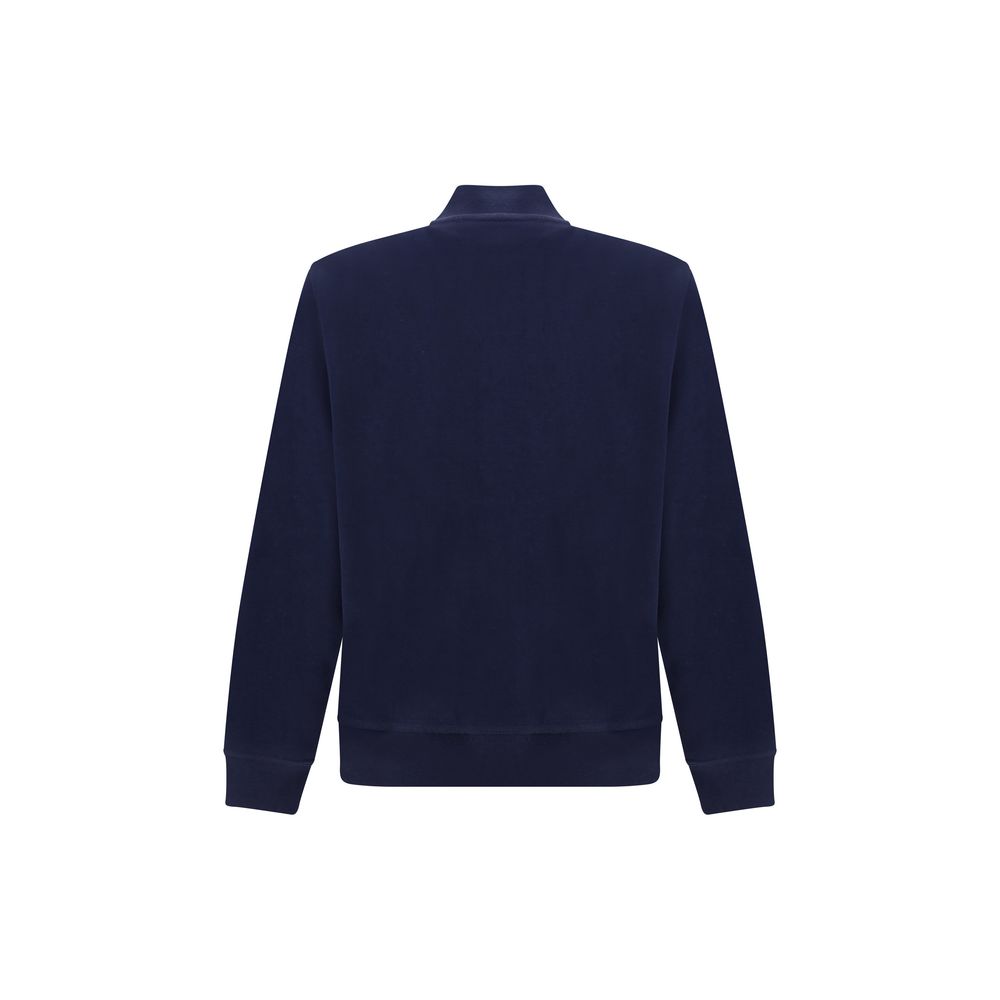 Brunello Cucinelli blue cotton sweatshirt with round neckline and long sleeves, casual and comfortable fashion piece.