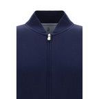 Brunello Cucinelli blue cotton sweatshirt with crew neck and long sleeves, casual and comfortable for everyday wear.