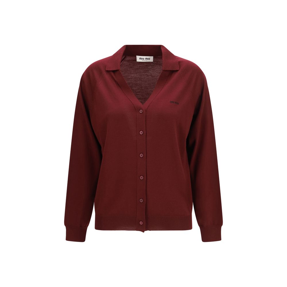 Miu Miu Bordeaux Wool Oves Aries Cardigan Miu Miu