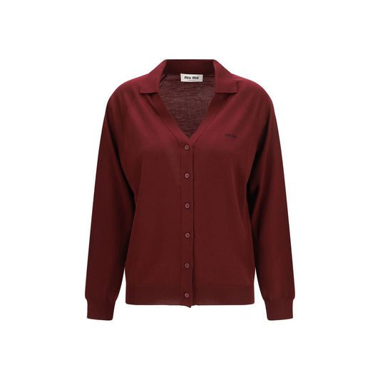 Miu Miu Bordeaux Wool Oves Aries Cardigan Miu Miu