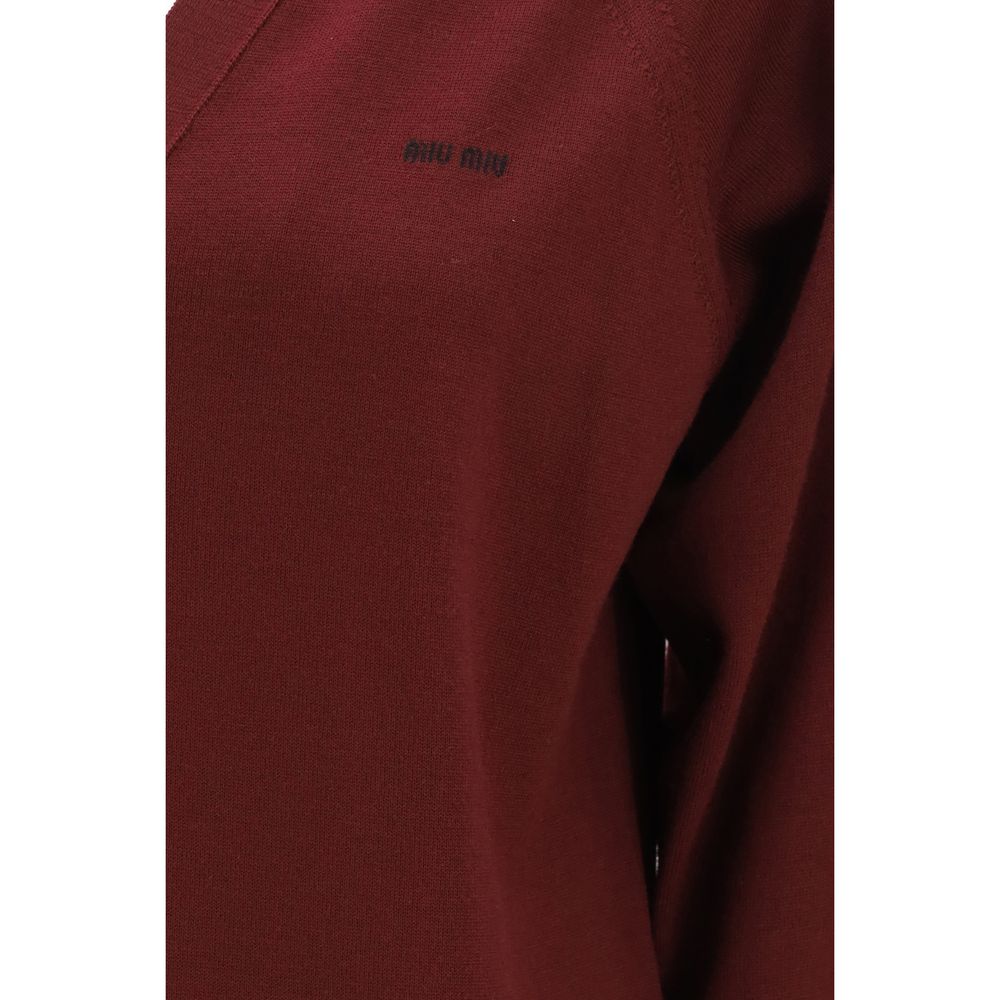 Miu Miu Bordeaux Wool Oves Aries Cardigan Miu Miu