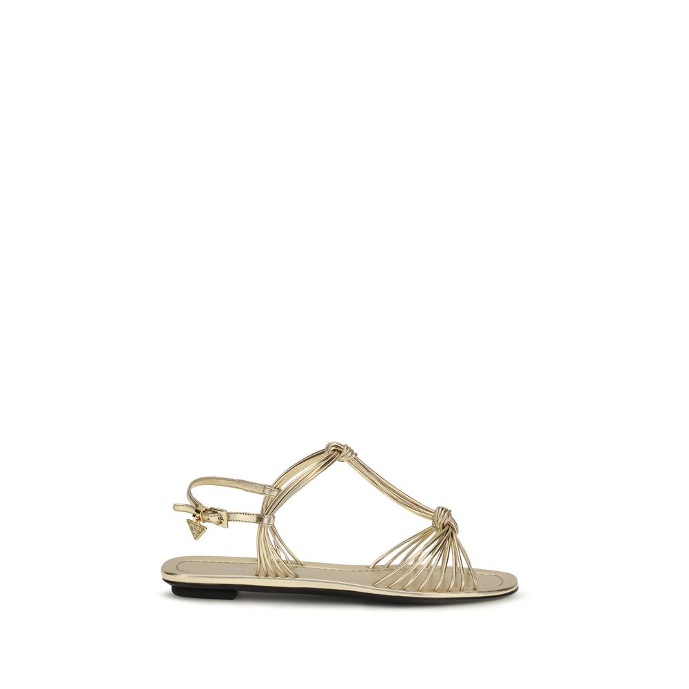 Prada Gold Calf Leather Bos Taurus Flat Sandals Prada