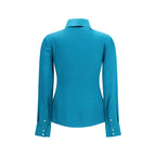 Gucci Blue Silk Dress Shirt