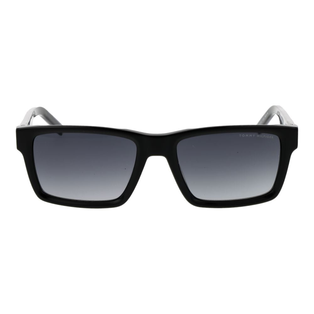 Tommy Hilfiger black acetate sunglasses with classic frame and dark lenses, stylish eyewear for sun protection and fashion.