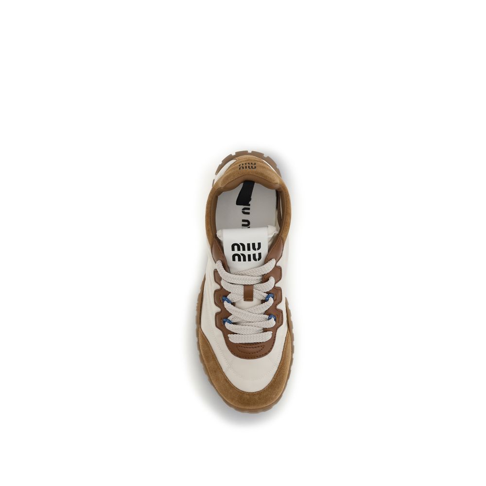 Miu Miu Beige Polyamide Athletic Sneakers Miu Miu
