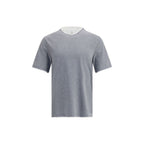 Gray cotton T-shirt by Brunello Cucinelli, featuring a classic fit and subtle branding, displayed on a hanger.