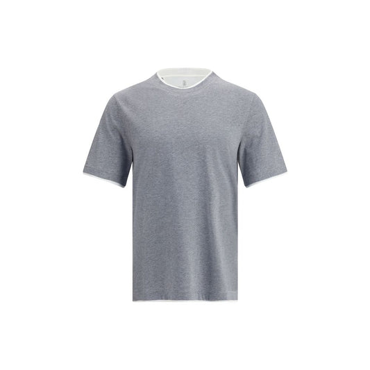 Brunello Cucinelli Gray Cotton T-Shirt Brunello Cucinelli