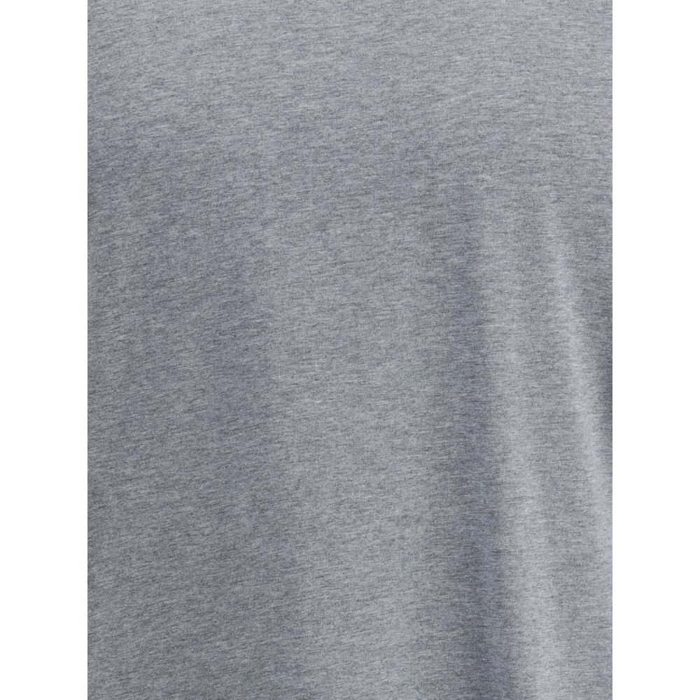 Gray cotton T-shirt from Brunello Cucinelli featuring a classic fit and subtle branding, displayed on a plain background.