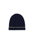 Brunello Cucinelli Blue Cashmere Beanie Brunello Cucinelli