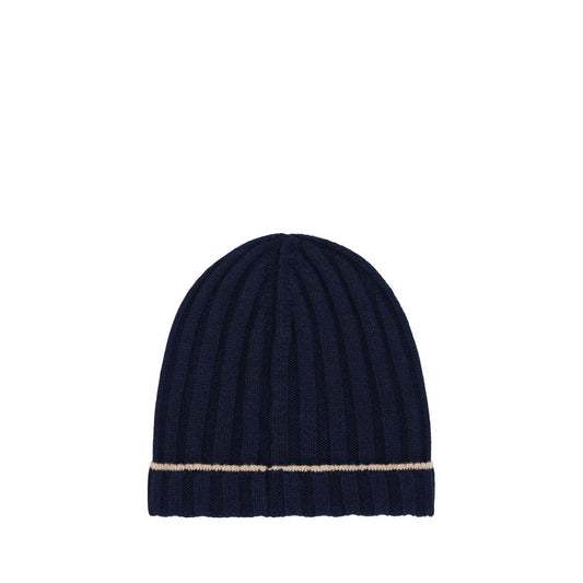 Brunello Cucinelli Blue Cashmere Beanie Brunello Cucinelli