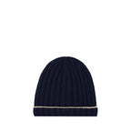 Brunello Cucinelli Blue Cashmere Beanie Brunello Cucinelli