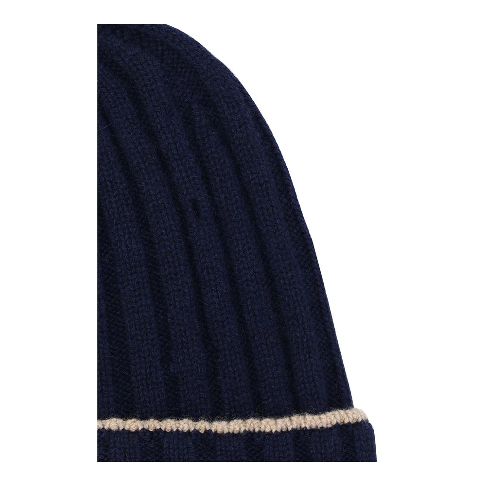 Brunello Cucinelli Blue Cashmere Beanie Brunello Cucinelli