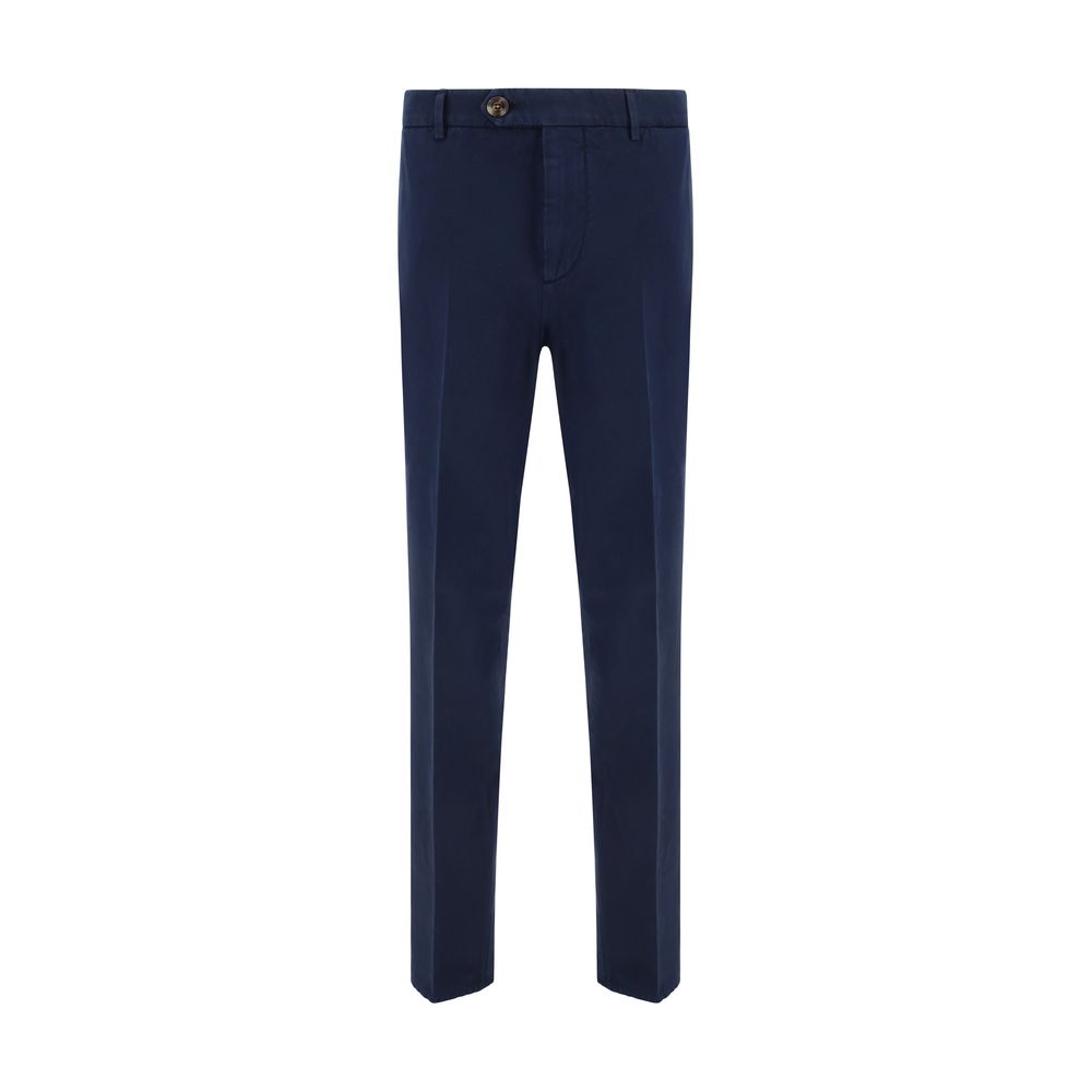 Brunello Cucinelli Blue Cotton Casual Pants Brunello Cucinelli