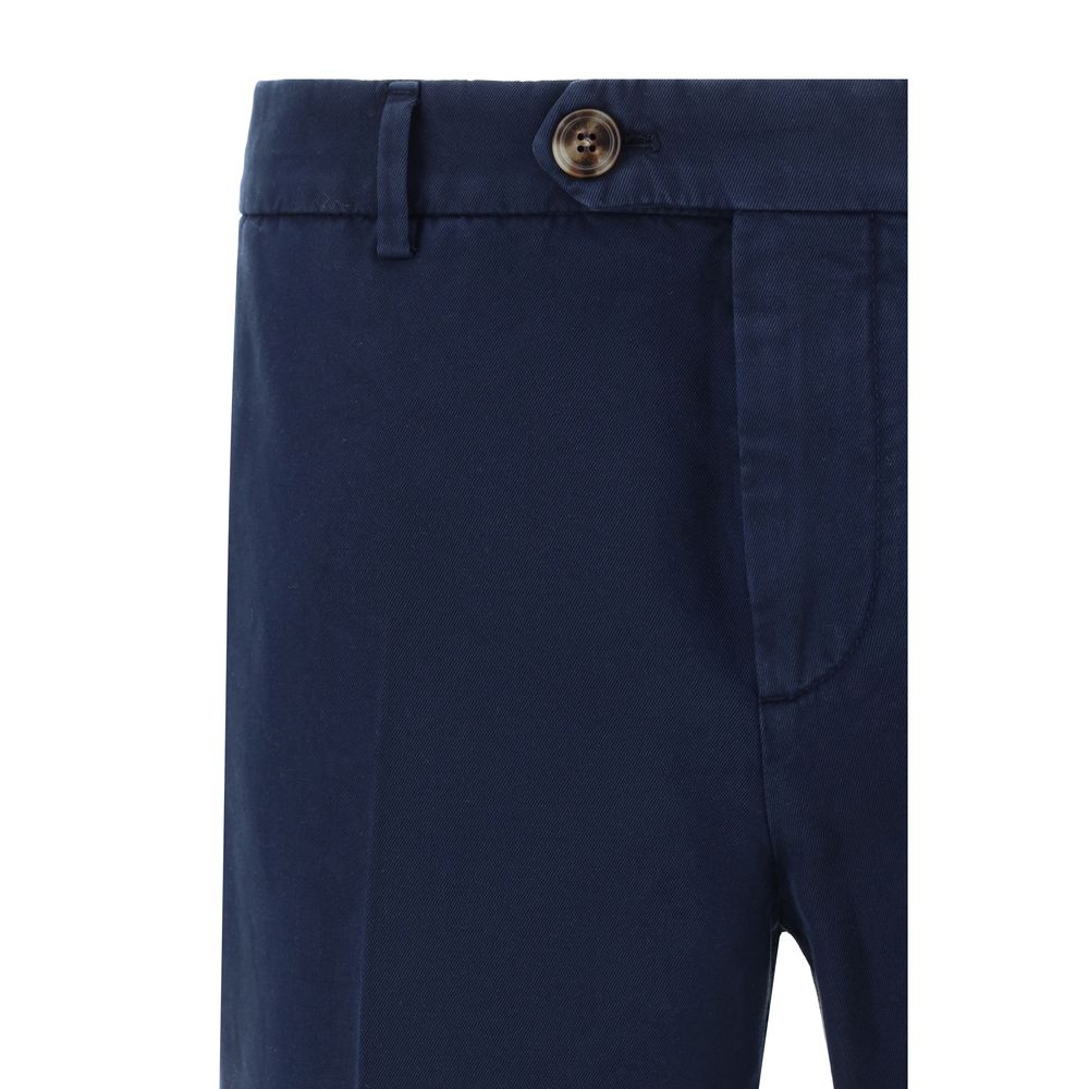 Brunello Cucinelli Blue Cotton Casual Pants Brunello Cucinelli