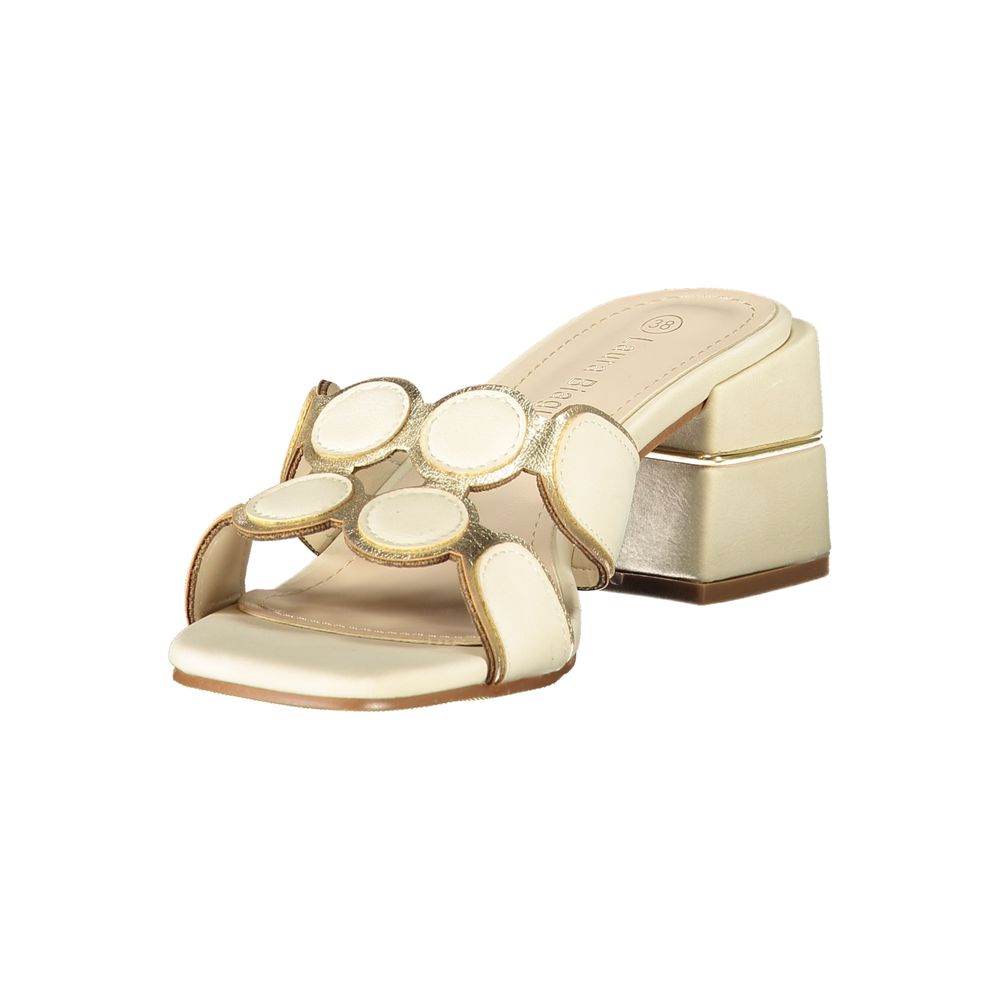 Laura Biagiotti Beige Polyurethane Women Sandal Laura Biagiotti