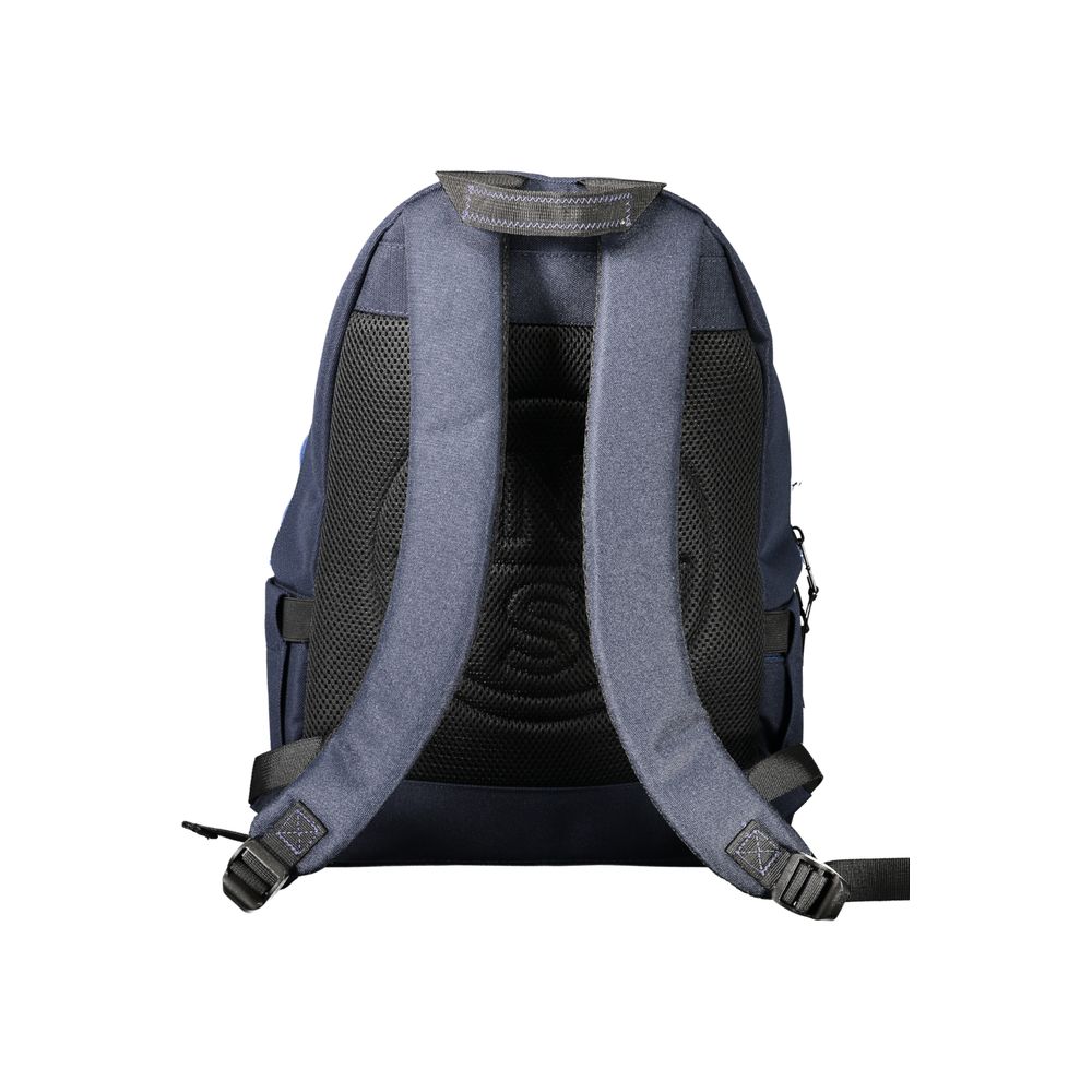 North Sails blue polyester men's backpack with adjustable straps and multiple compartments, designed for everyday use.