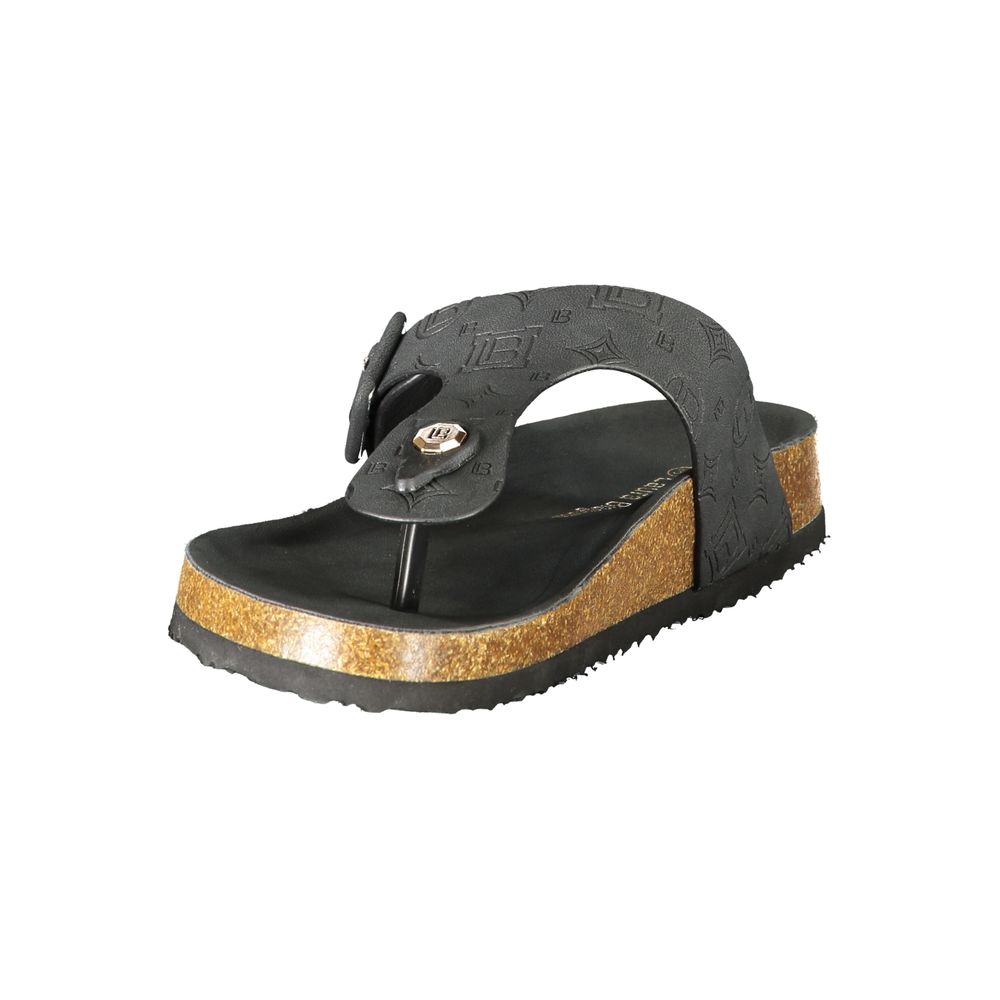 Laura Biagiotti Black Polyurethane Women's Sandal Laura Biagiotti